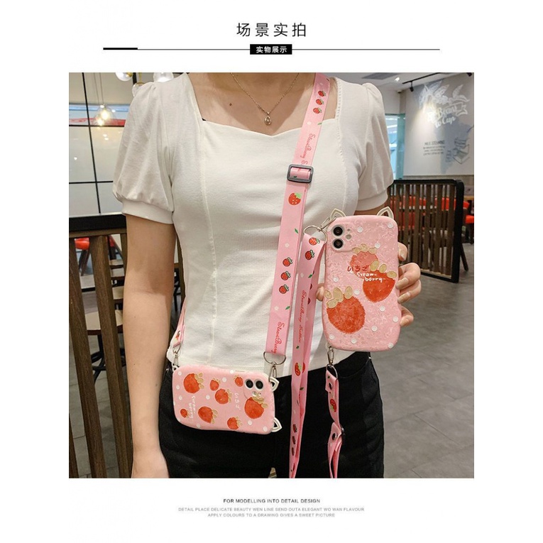 Ốp Điện Thoại Mềm Chống Sốc Có Dây Đeo Chéo Cho Iphone 14 Pro MAX 13 12promax 11 Pro X XS MAX XR