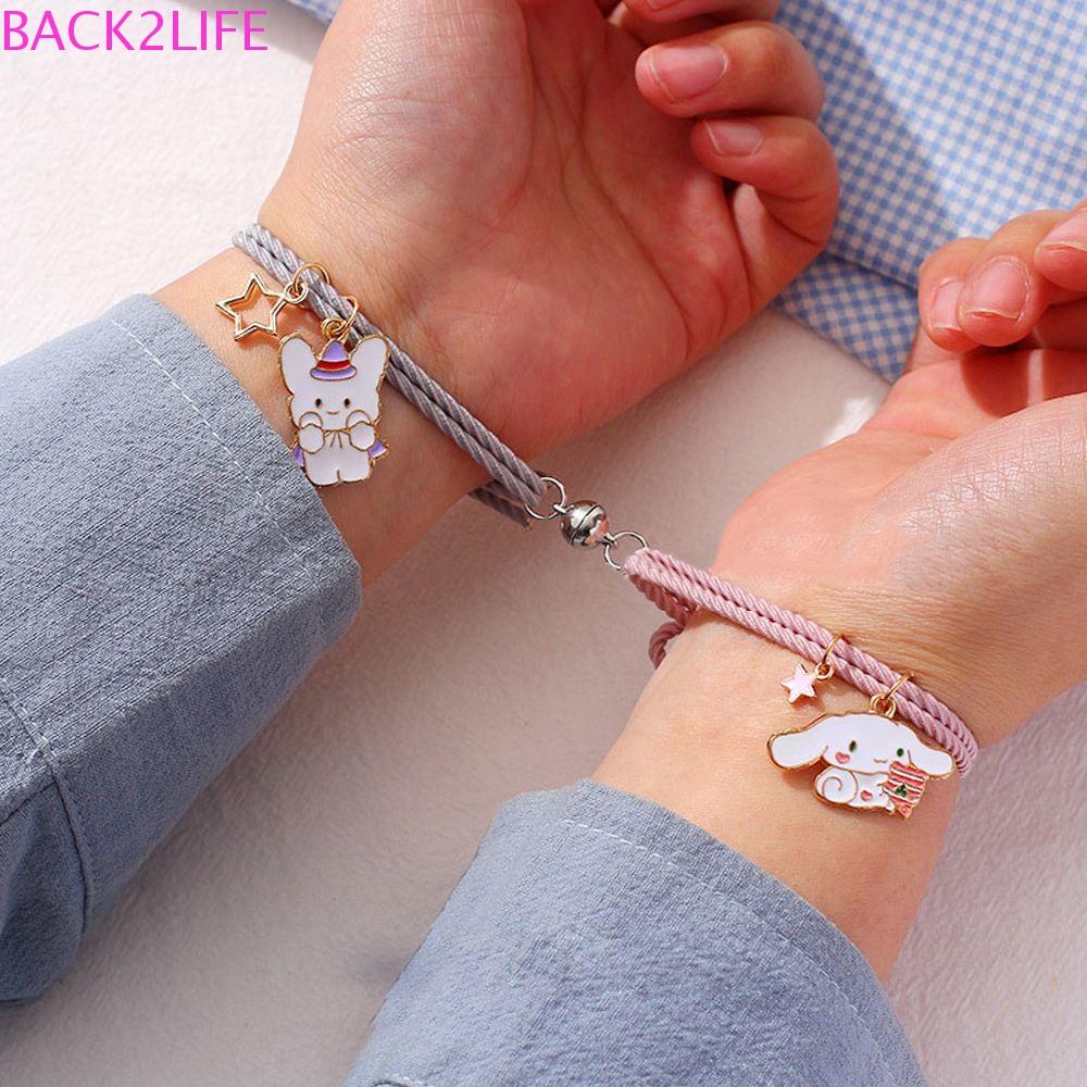 Set 2 Vòng Tay Mặt Hình Thỏ / Gấu / Hoa Sáng Tạo Cho Cặp Đôi / Bạn Thân