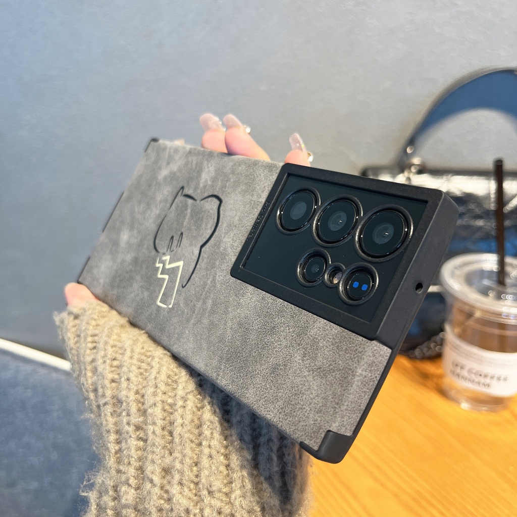 Ốp Samsung Galaxy S23 Ultra S22 Ultra Điện Thoại Da Lộn Họa Tiết Pikachu Có Ngăn Đựng camera Và Dây Đeo Cho