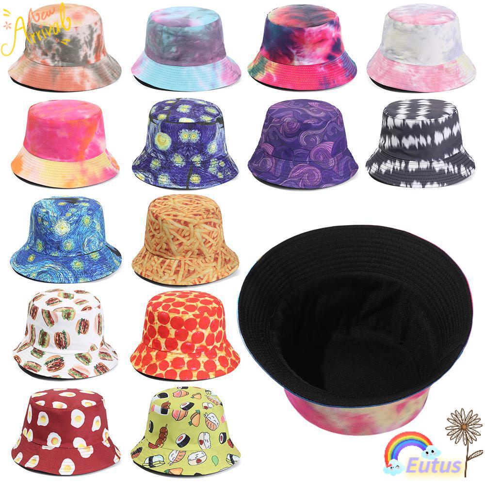 Nón Tai Bèo Cotton Hai Mặt Họa Tiết Bầu Trời Đầy Sao Màu Cầu Vồng Phong Cách Hip hop Thời Trang