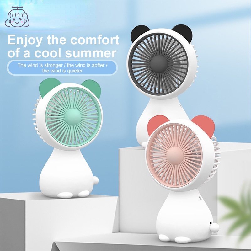 Quạt Mini Cầm Tay Họa Tiết Hoạt Hình Chất Lượng Cao Có Thể Sạc Lại
