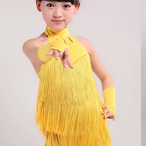 Đầm Khiêu Vũ Latin Phối Tua Rua Thời Trang Mùa Hè Cho Bé Gái