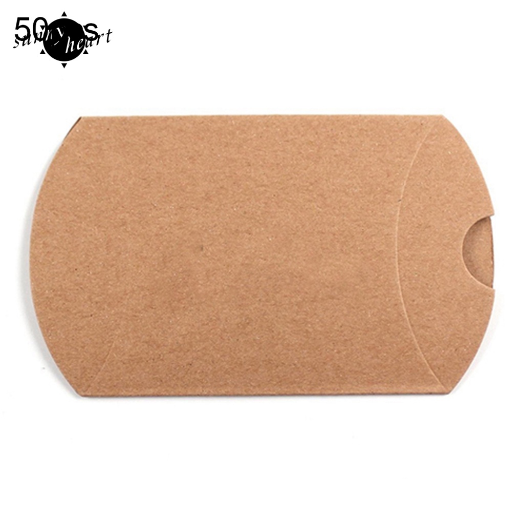 Set 50 Hộp Giấy Kraft Hình Gối Dùng Để Đựng Quà / Kẹo Cưới