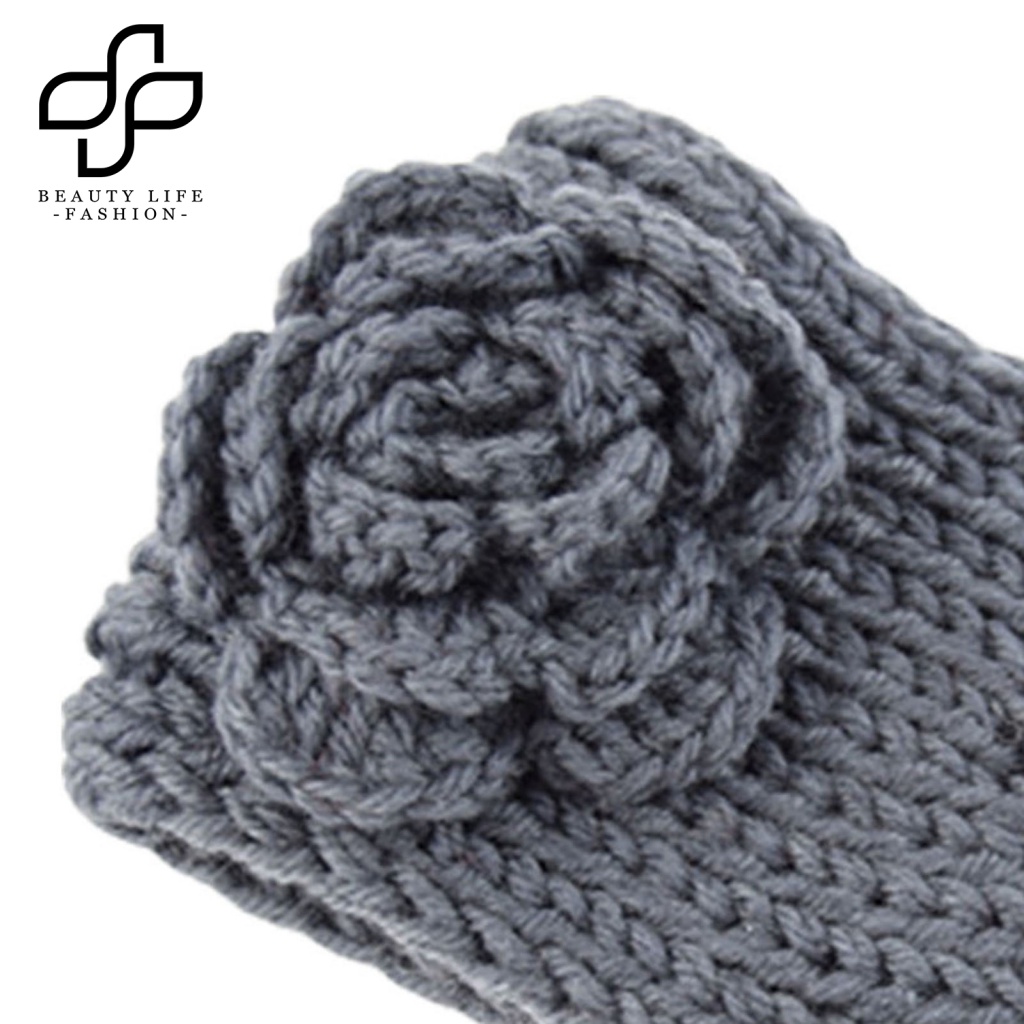 Băng Đô Cài Tóc Dệt Kim Giữ Ấm Thoải Mái Đính Nút Đơn Giản Cho Nữ