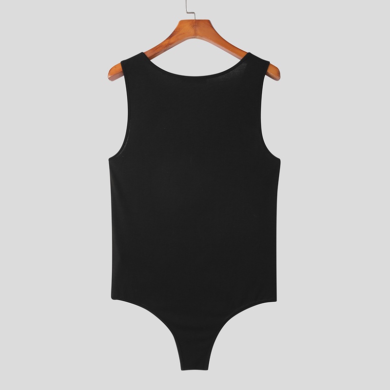 XMAN đơn giản phía trước khóa vòng cổ rắn màu áo jumpsuit