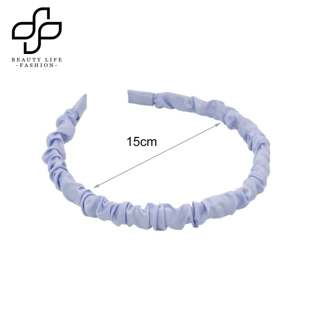 Băng Đô Cài Tóc Vải Satin Trơn Mịn Xếp Ly Màu Sắc Thời Trang