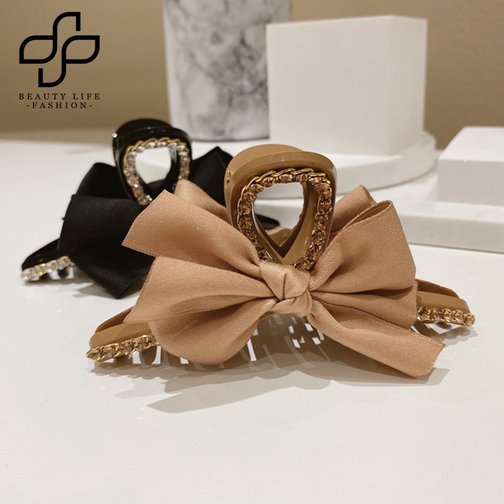 Kẹp Tóc Càng Cua Đính Đá Màu Trơn Chống Rơi Cho Nữ