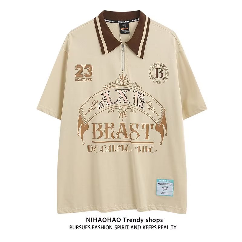 Áo Thun POLO Tay Ngắn Phong Cách Đường Phố Mỹ Thời Trang Mới 2023 Dành Cho Cặp Đôi