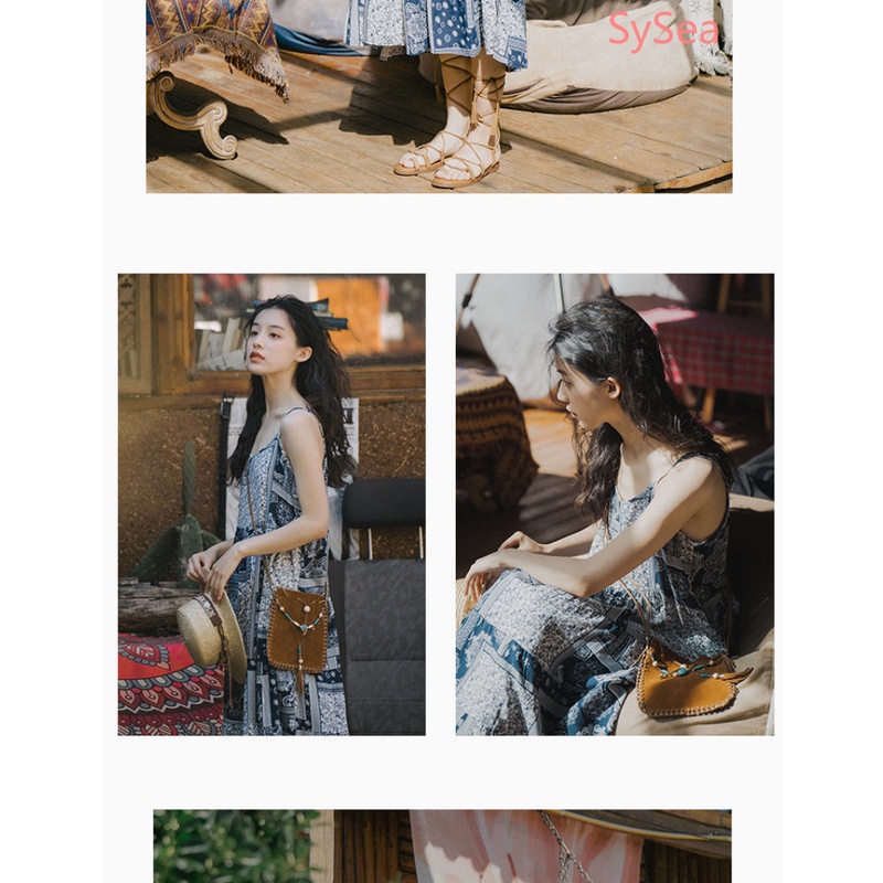 Đầm Dây Dáng Rộng In Họa Tiết Thời Trang Mùa Hè Dành Cho Nữ