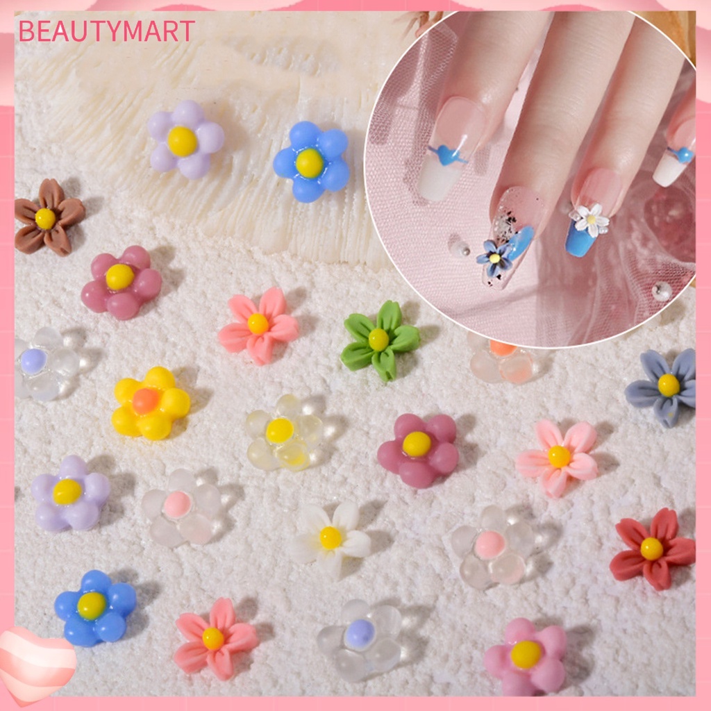 Bộ 50 Phụ Kiện Trang Trí Móng Tay Hình Bông Hoa 3D Mini Bằng Nhựa Resin Màu Sắc Tươi Sáng Chống Thấm Nước Dành Cho Bạn Nữ Charms
