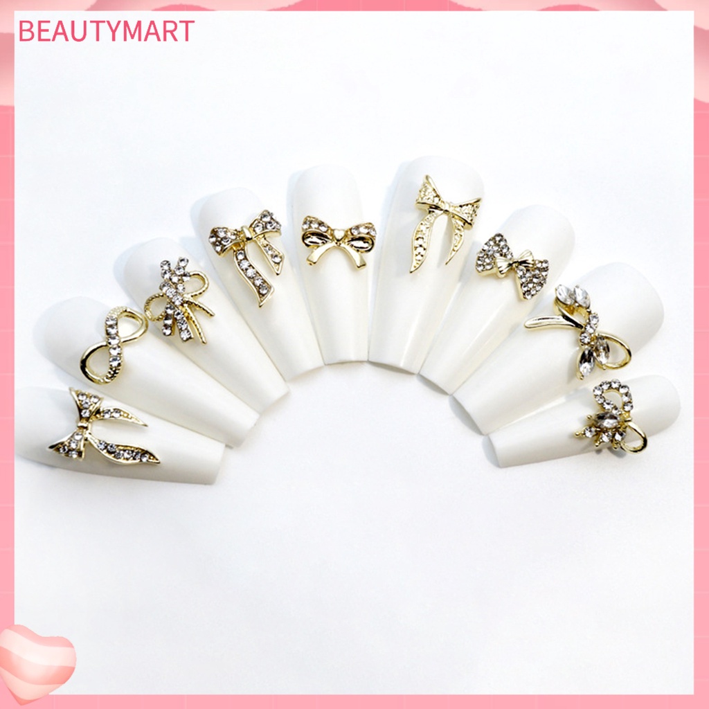 Set 10 Phụ Kiện Nơ Bằng Hợp Kim Trang Trí Móng Tay DIY