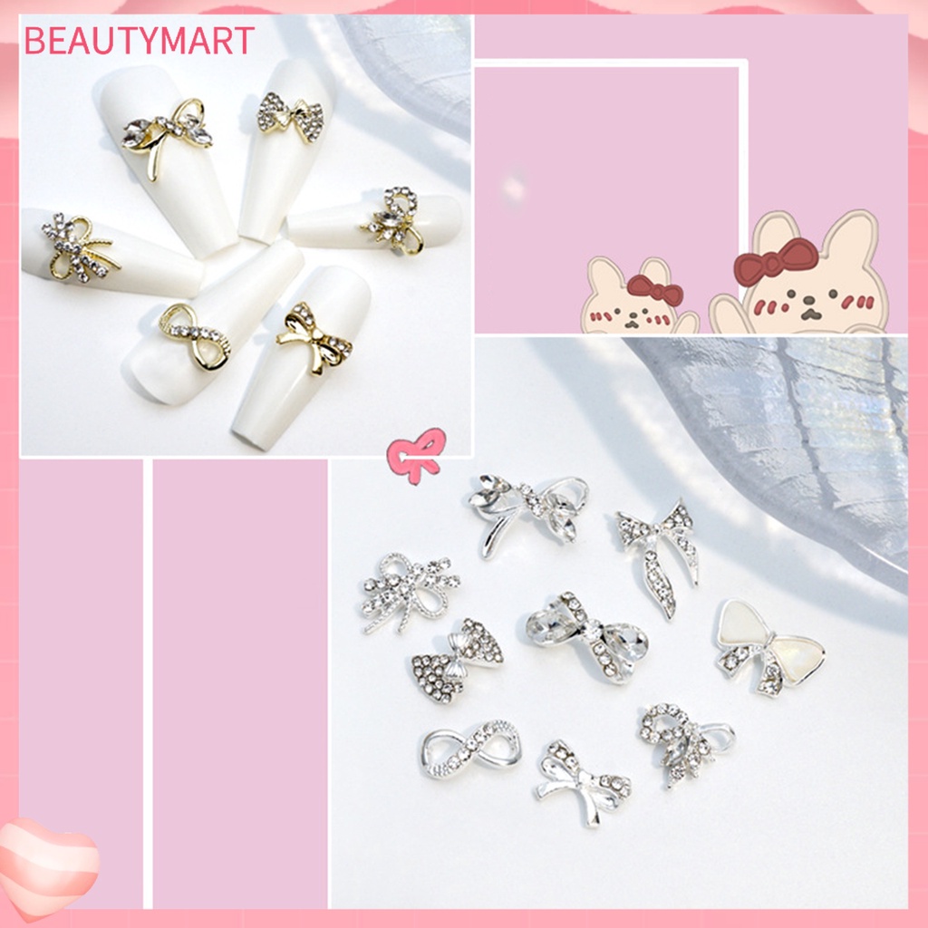 Set 10 Phụ Kiện Nơ Bằng Hợp Kim Trang Trí Móng Tay DIY