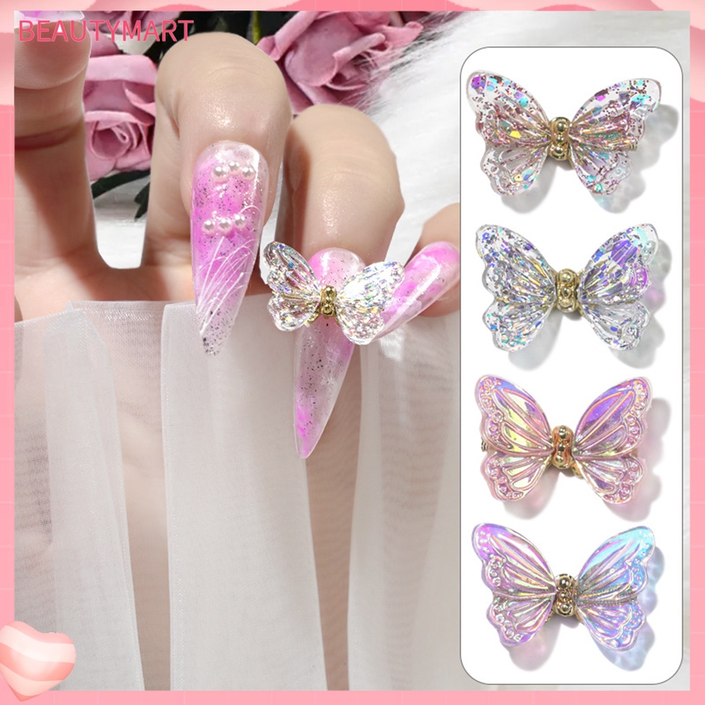 Set 3 Phụ Kiện Trang Trí Móng Tay Hình Bướm Chống Nước Tiện Dụng