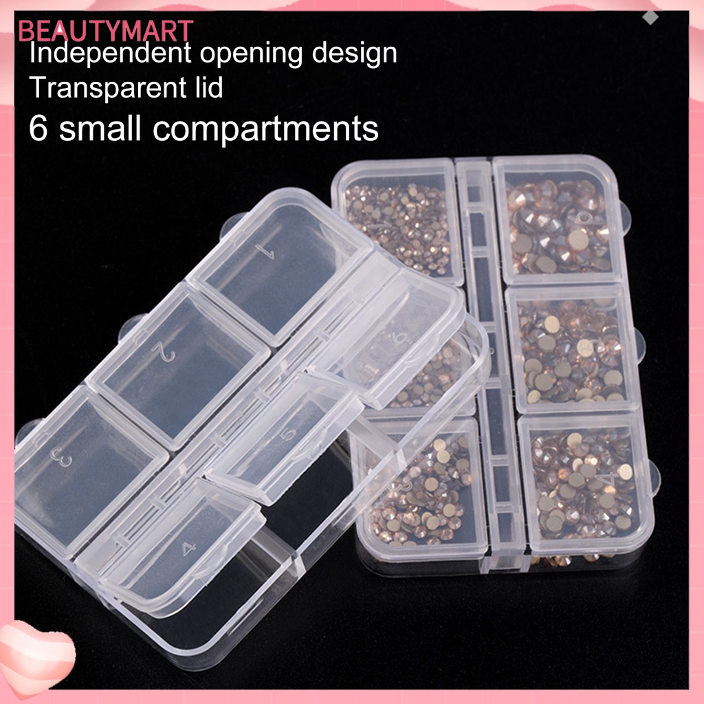 Set 5 Hộp Nhựa Trong Suốt 6 Ngăn Đựng Trang Sức Sức Chứa Lớn Tiết Kiệm Không Gian