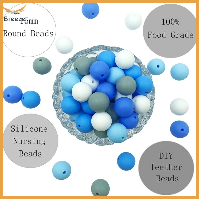 Set 150 Hạt Silicone Tròn 15mm Màu Kẹo Làm Trang Sức Diy