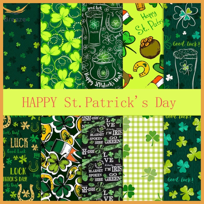 Set 10 Tấm Vải Cotton In Kỹ Thuật Số Diy Trang Trí Đa Ứng Dụng