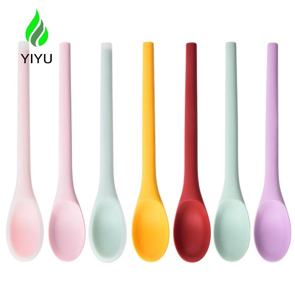YIYU Muỗng Trộn Bằng Silicone Không Dính Chống Rơi Cán Dài 1 Cái
