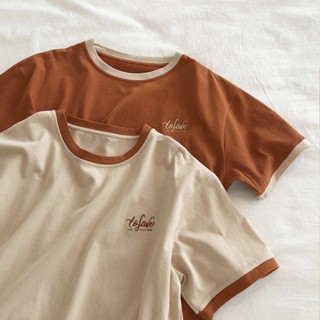 Áo thun PEWARNA IKAT tay lửng cổ tròn phối màu dễ thương thời trang mùa hè cho nữ