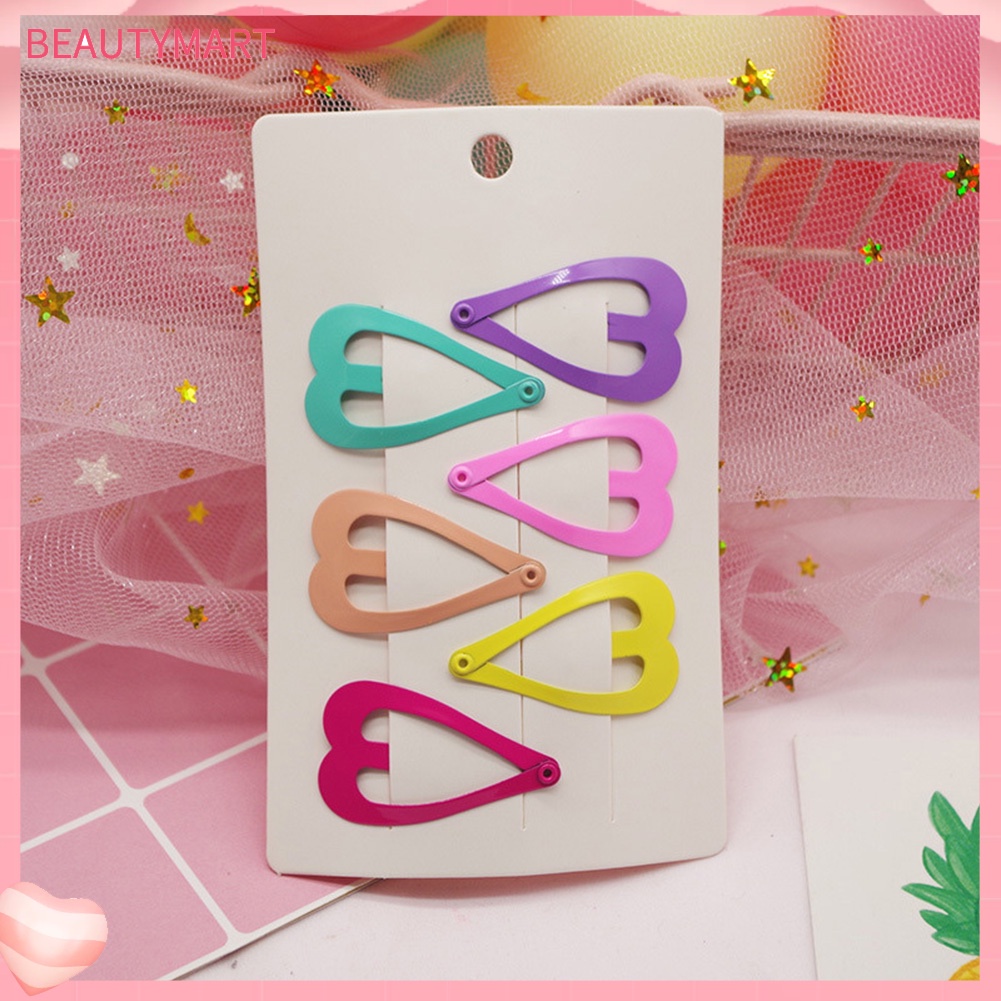 Set 6 Kẹp Tóc Hình Ngôi Sao / Trái Tim Màu Sắc Kẹo Ngọt Dành Cho Bé Gái