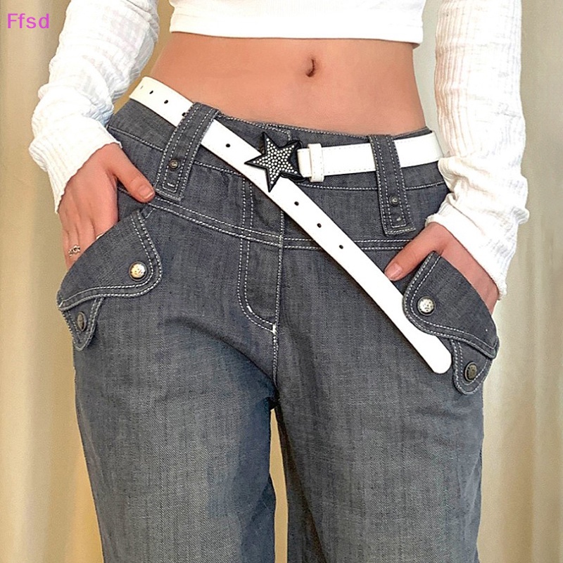 Thắt Lưng Da PU Hình Ngôi Sao Đính Đá Thời Trang Cho Nữ