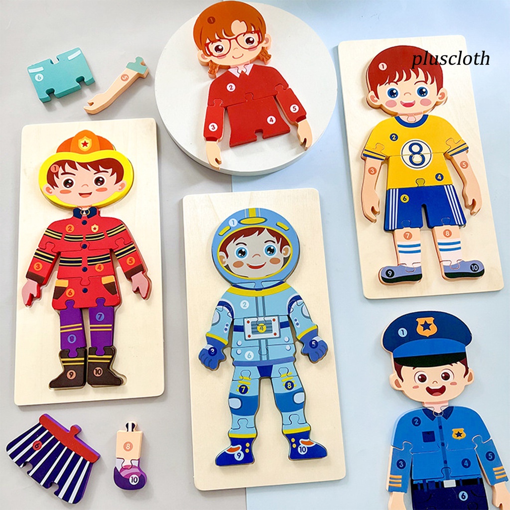 1 Bộ Đồ Chơi Lắp Ráp Bằng Gỗ Hoạt Hình 3D Nhiều Màu Dễ Thương Cho Bé Mẫu Giáo