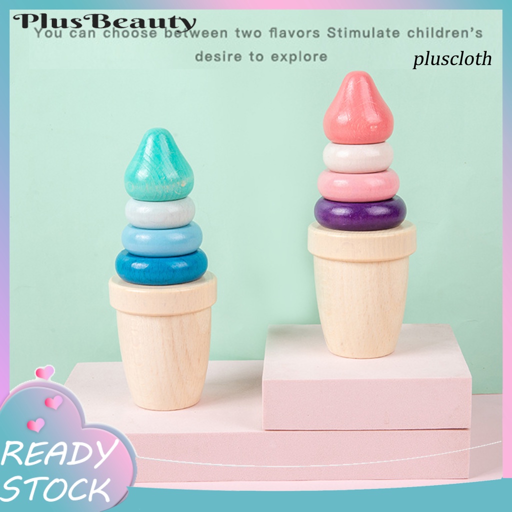Đồ Chơi Khối Xếp Chồng Lên Nhau Hình Que Kem Bằng Gỗ Dễ Thương Cho Bé