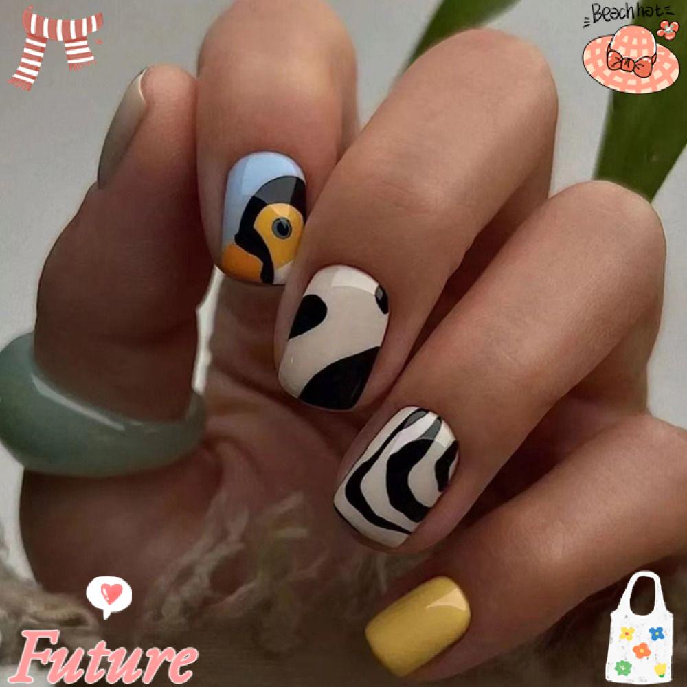 Set 24 Móng Tay Giả Dạng Nhấn Phong Cách Pháp