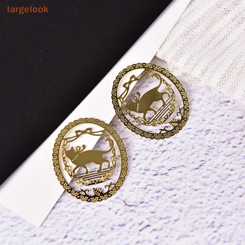 Thẻ Đánh Dấu Trang Sách Hình Mèo Bằng Kim Loại Dễ Thương