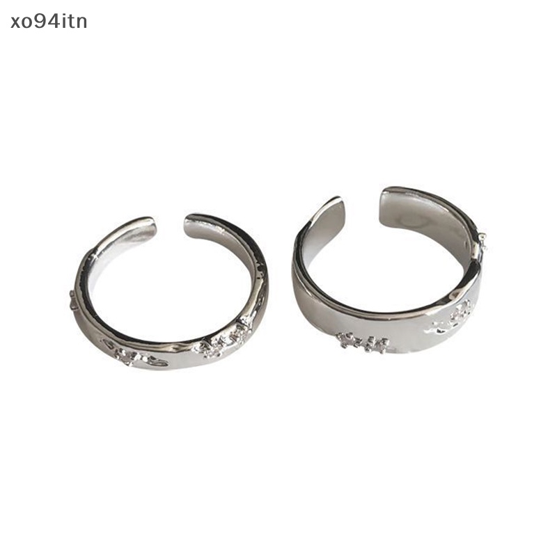 Set 2 Nhẫn Hở Mạ Bạc Đính Đá Nhiều Màu Sắc Phong Cách Punk Cổ Điển