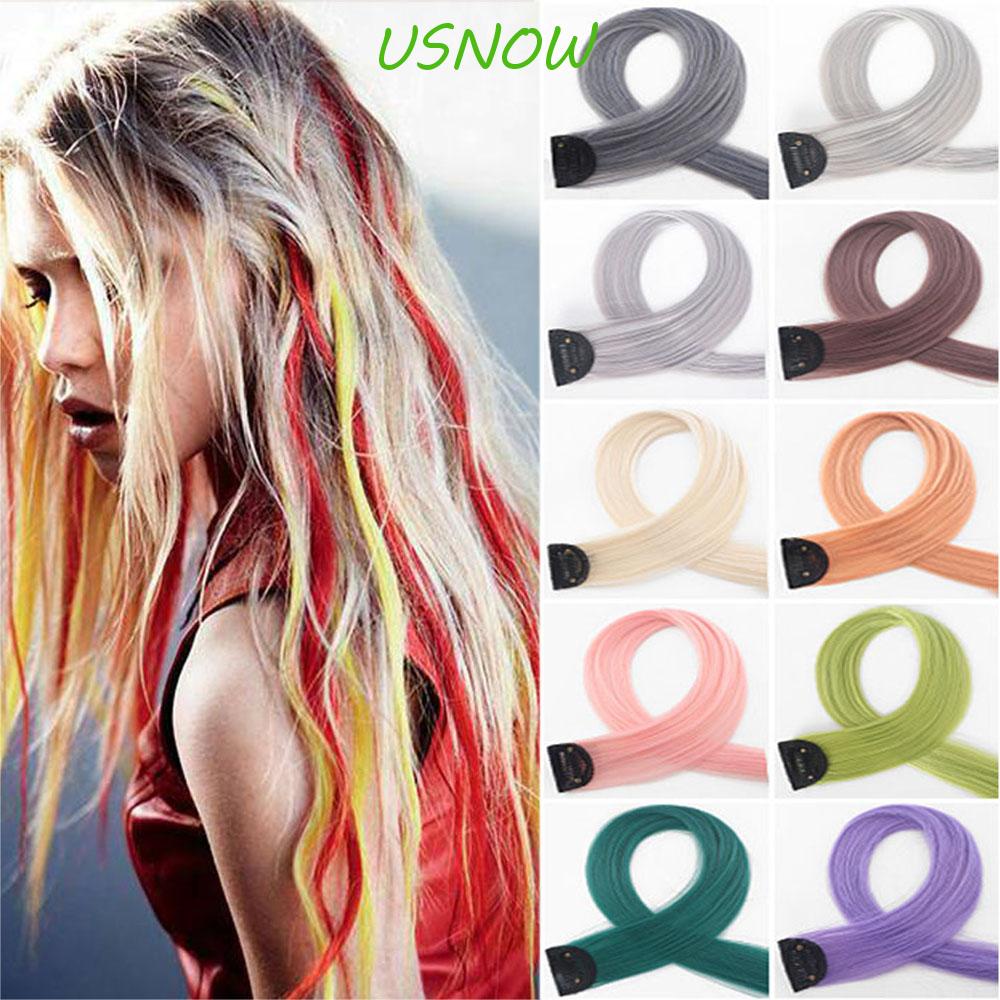 USNOW Tóc Giả Thẳng Dài Màu Sắc Cầu Vồng Sành Điệu Cho Nữ