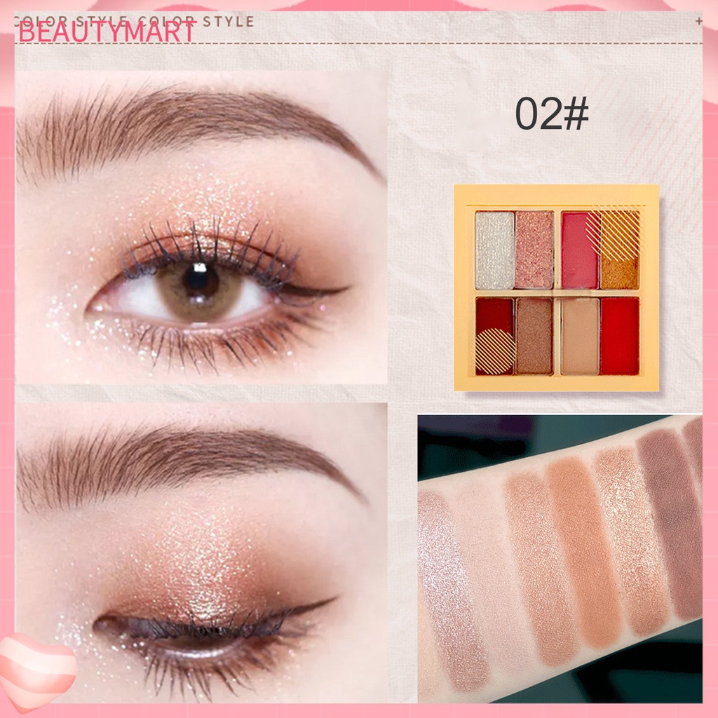 Bảng Phấn Mắt beautymart 4g 8 Màu Tông Nhũ Và Lì Trang Điểm Lâu Trôi Chống Nhòe Cho Nữ