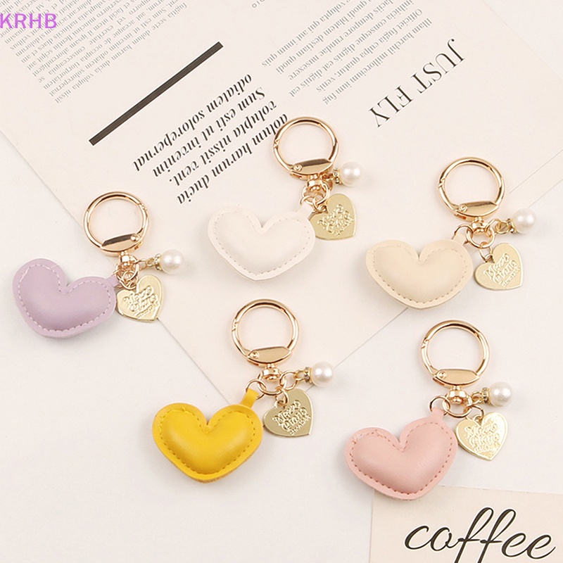 Móc Khóa Da PU Hình Trái Tim Nhiều Màu Sắc Sáng Tạo Cho Nữ Mới