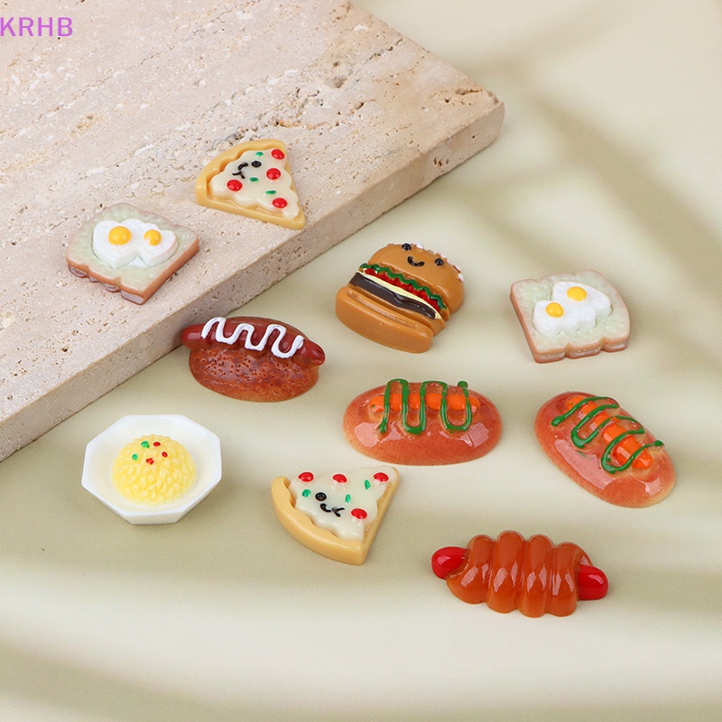 Set 10 Mô Hình Bánh Pizza Hamburger Mini Bằng Nhựa Resin Thủ Công DIY Trang Trí Sổ Tay Mới