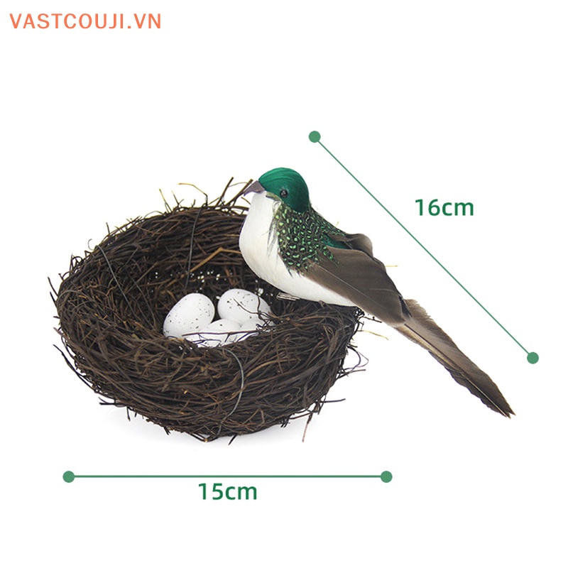 1 Set 16cm Mô Hình Chim Trứng Ốp Lay &amp; Tổ Chim Trang Trí Sân Vườn