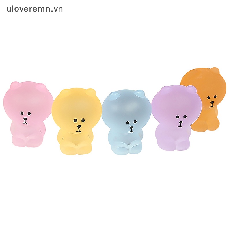 Bộ 2 Đồ trang trí Gấu Nâu Hoạt Hình Mini Màu Kẹo Dùng Trang Trí Tiểu Cảnh