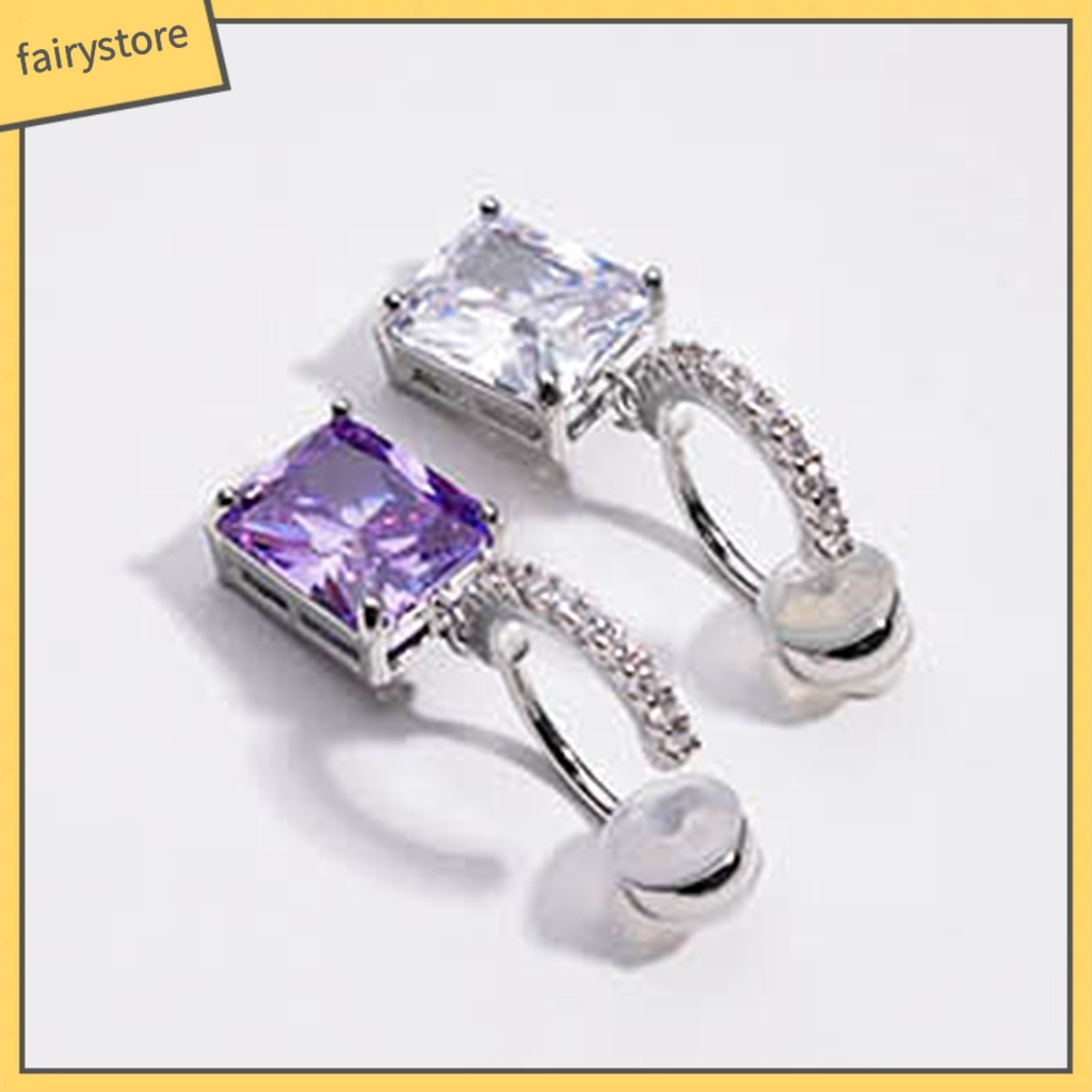 1 Đôi Bông Tai Hình Vuông Dáng Dài Màu Sáng Thời Trang Hàng Ngày