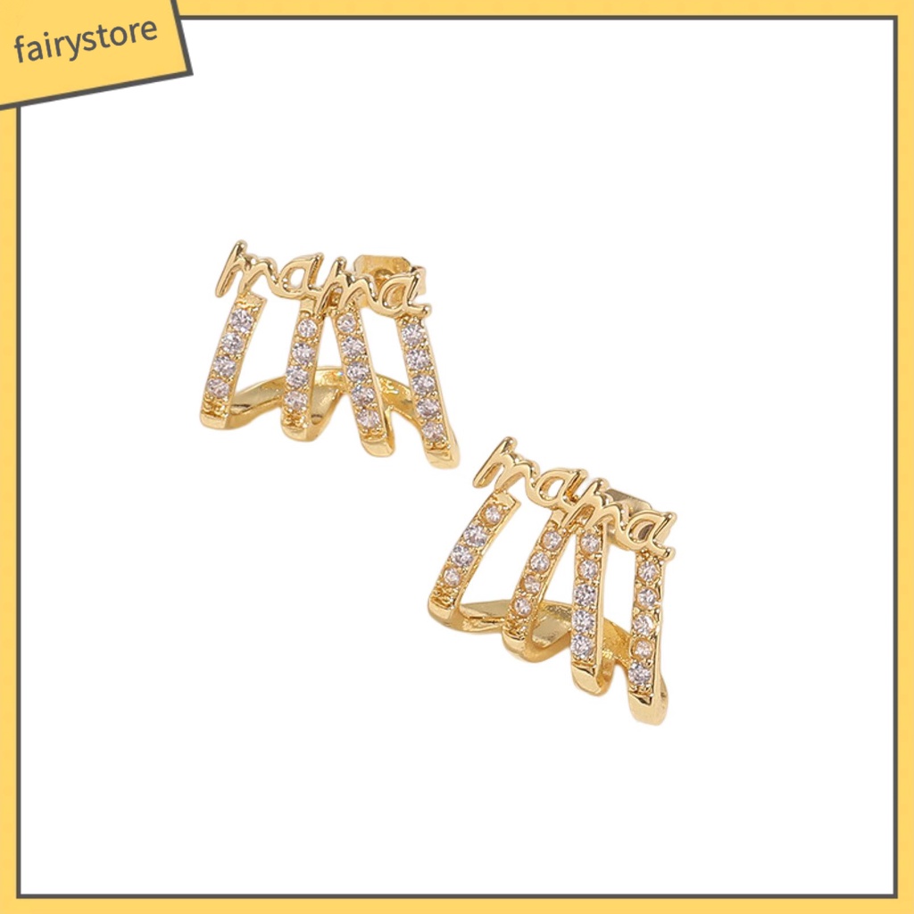 1 Đôi Bông Tai Hình Chữ Cái Đính Đá Chống Oxy Hóa Chống Rơi Lên Màu Nhanh 4 Chân Thời Trang Cho Nữ