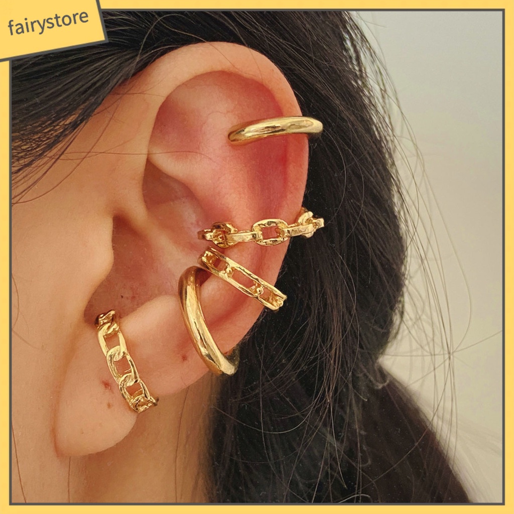 [FRO] Khuyên Tai Dạng Kẹp Hình Lá Rỗng Sáng Bóng Không Cần Khoan Lỗ Vintage Cho Câu Lạc Bộ Câu Lạc Bộ