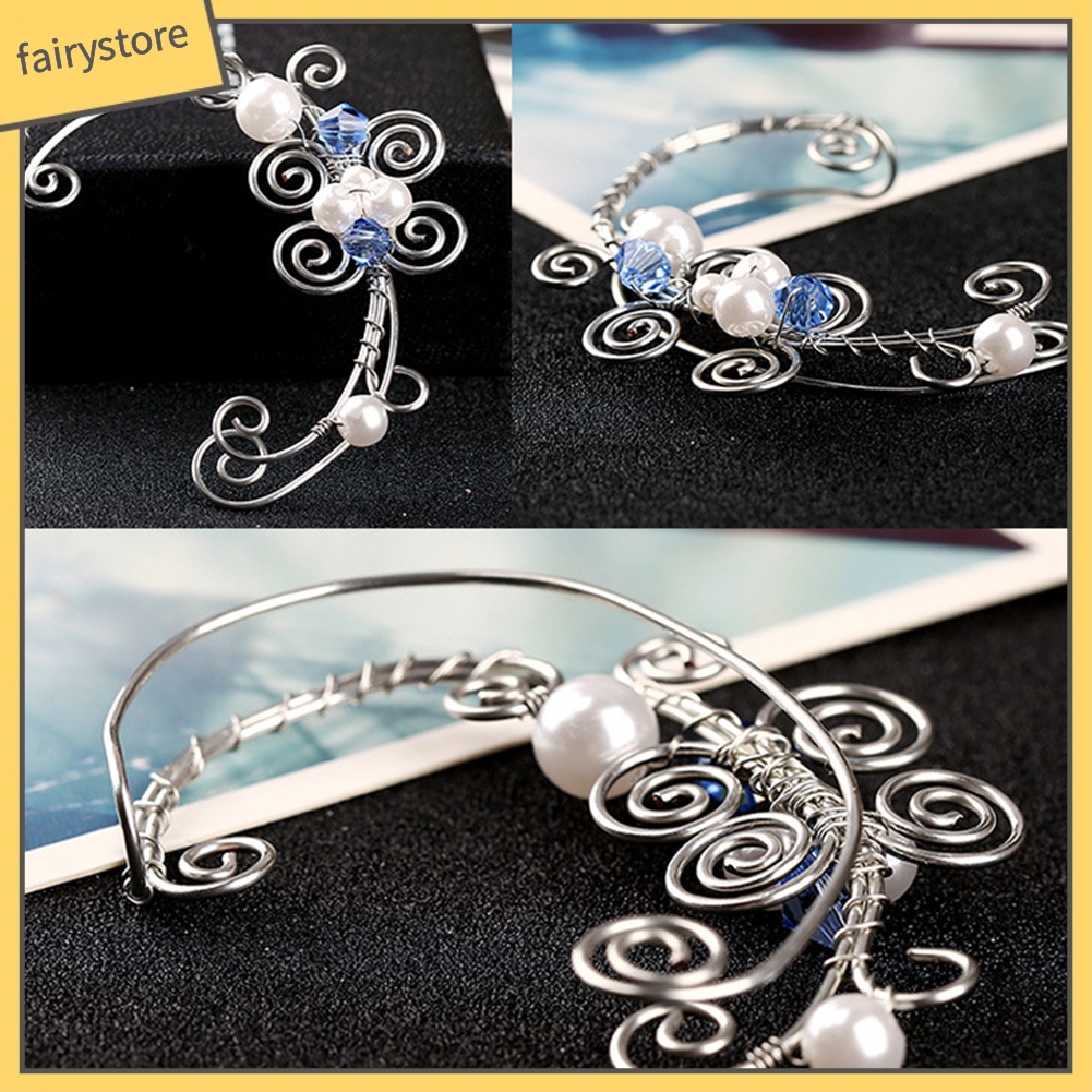 1 Khuyên Vành Tai Hình Hoa Lá Đính Ngọc Trai Nhân Tạo Thời Trang