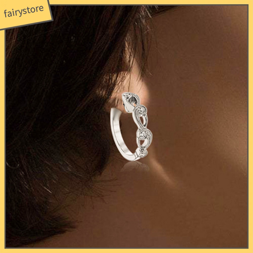 Khuyên Tai Tròn Rỗng Đính Đá Thời Trang Cho Nữ