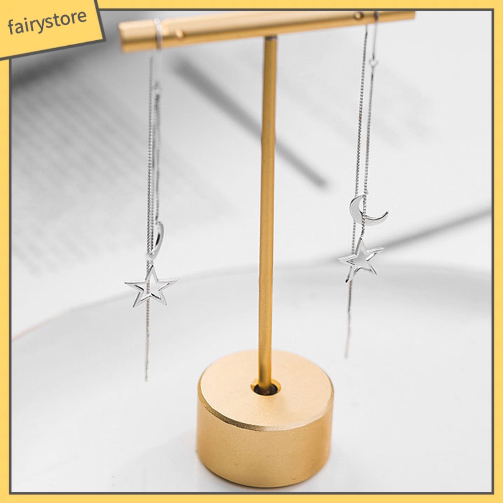 1 Đôi Bông Tai Bạc Dáng Dài Hình Ngôi Sao / Mặt Trăng Thời Trang Dành Cho Nữ