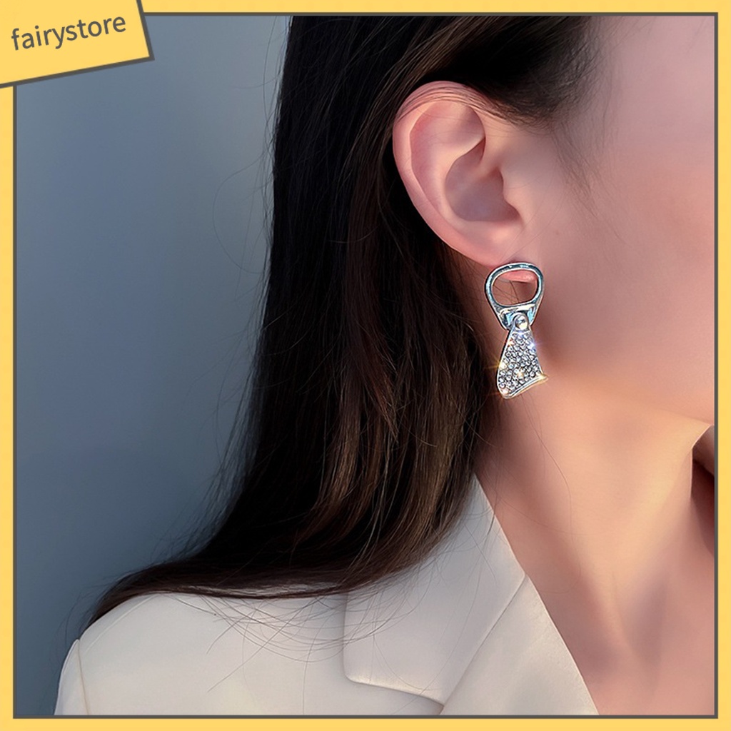[FRO] 1 Đôi Bông Tai Hình Học Dạng Kéo Đính Kim Cương Giả Lấp Lánh Thu Hút Không Gây Dị Ứng Trang Sức Sáng Tạo Cho Nữ