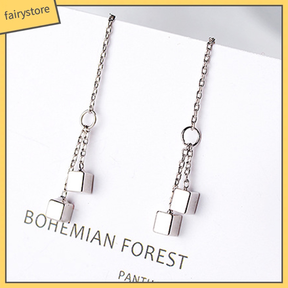 Bông Tai Hình Khối Tua Rua Thời Trang Dành Cho Nữ