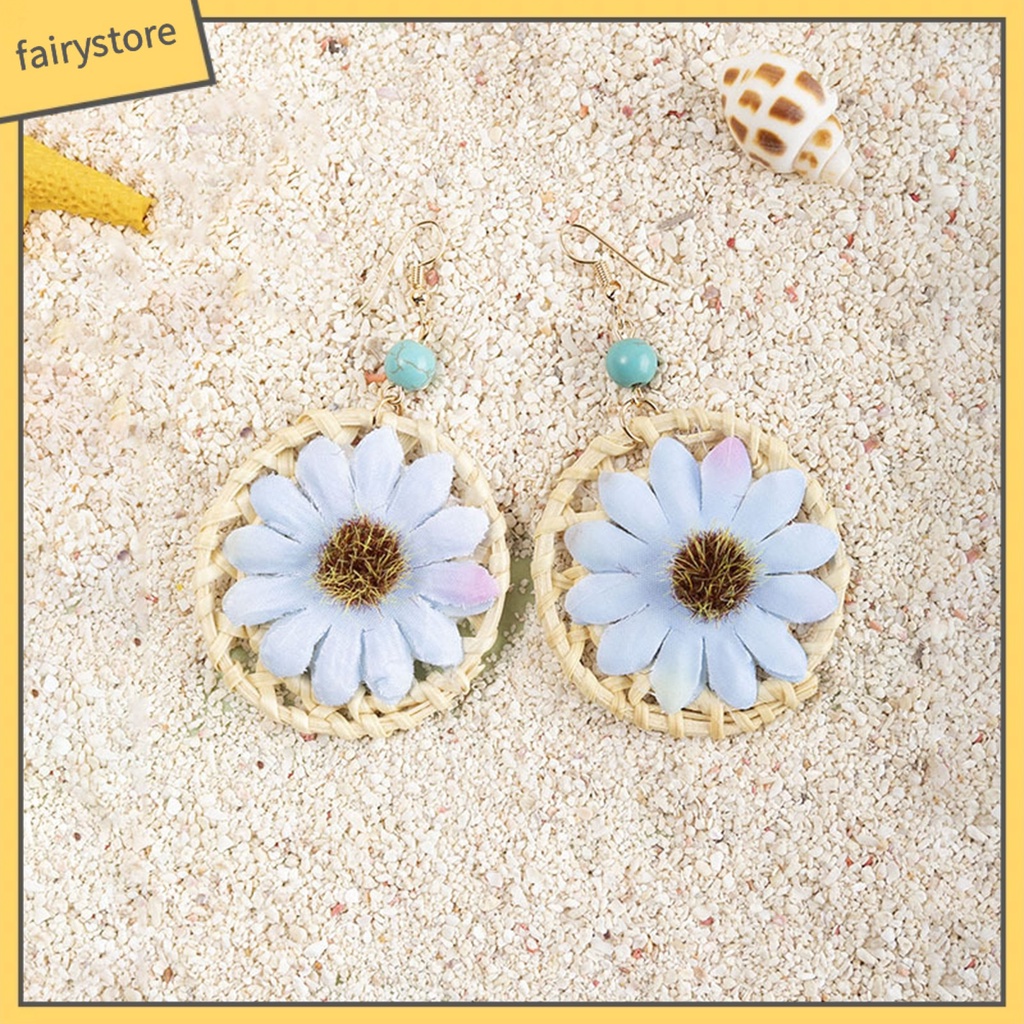 1 Đôi Bông Tai Hình Học Dáng Dài Hình Hoa Thời Trang Cho Nữ