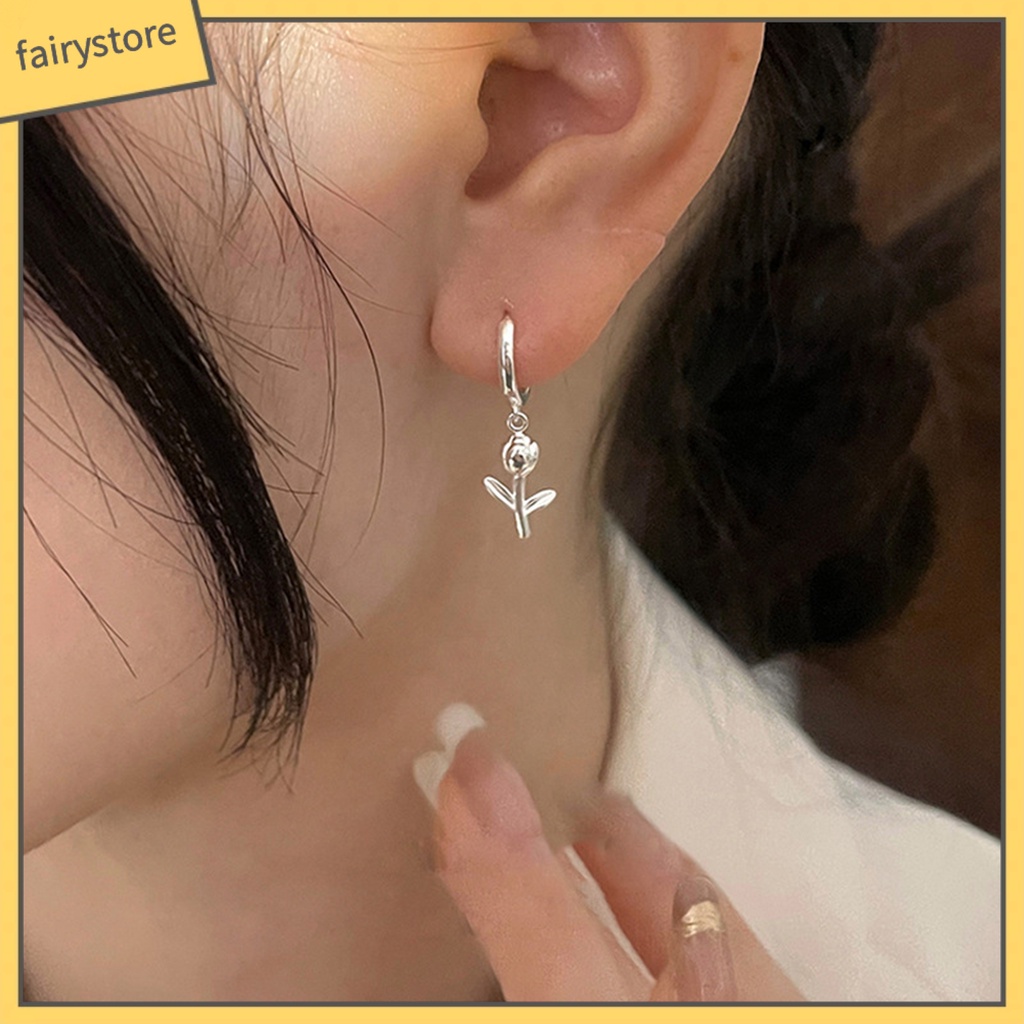 1 Khuyên Tai Vòng Hình Học Thả Mạ Điện Bóng Cao Trang Trí Sang Trọng Quyến Rũ Không Gây Dị Ứng