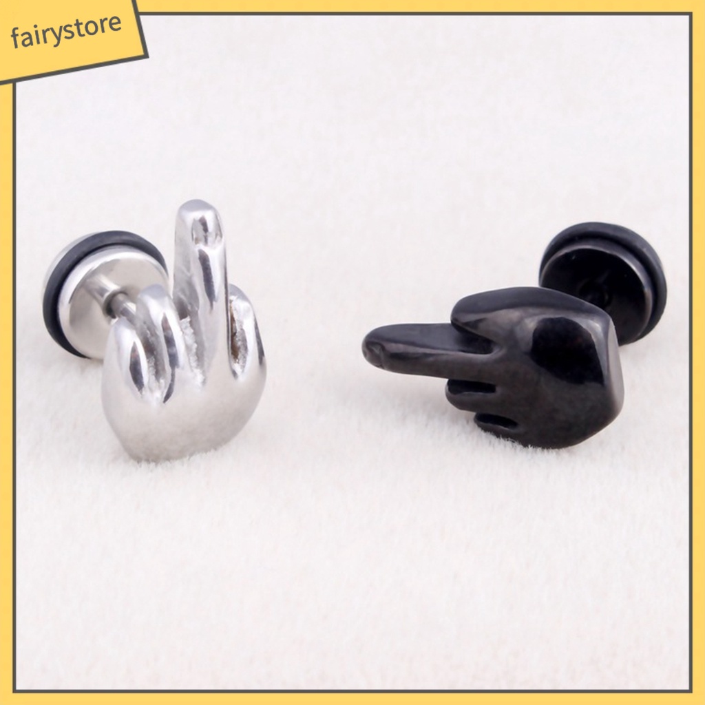 1 Đôi Khuyên Tai Hình Ngón Tay Giữa Bằng Thép Không Gỉ Không Gây Dị Ứng Phong Cách Punk Hiphop Thời Trang Cho Nam Và Nữ