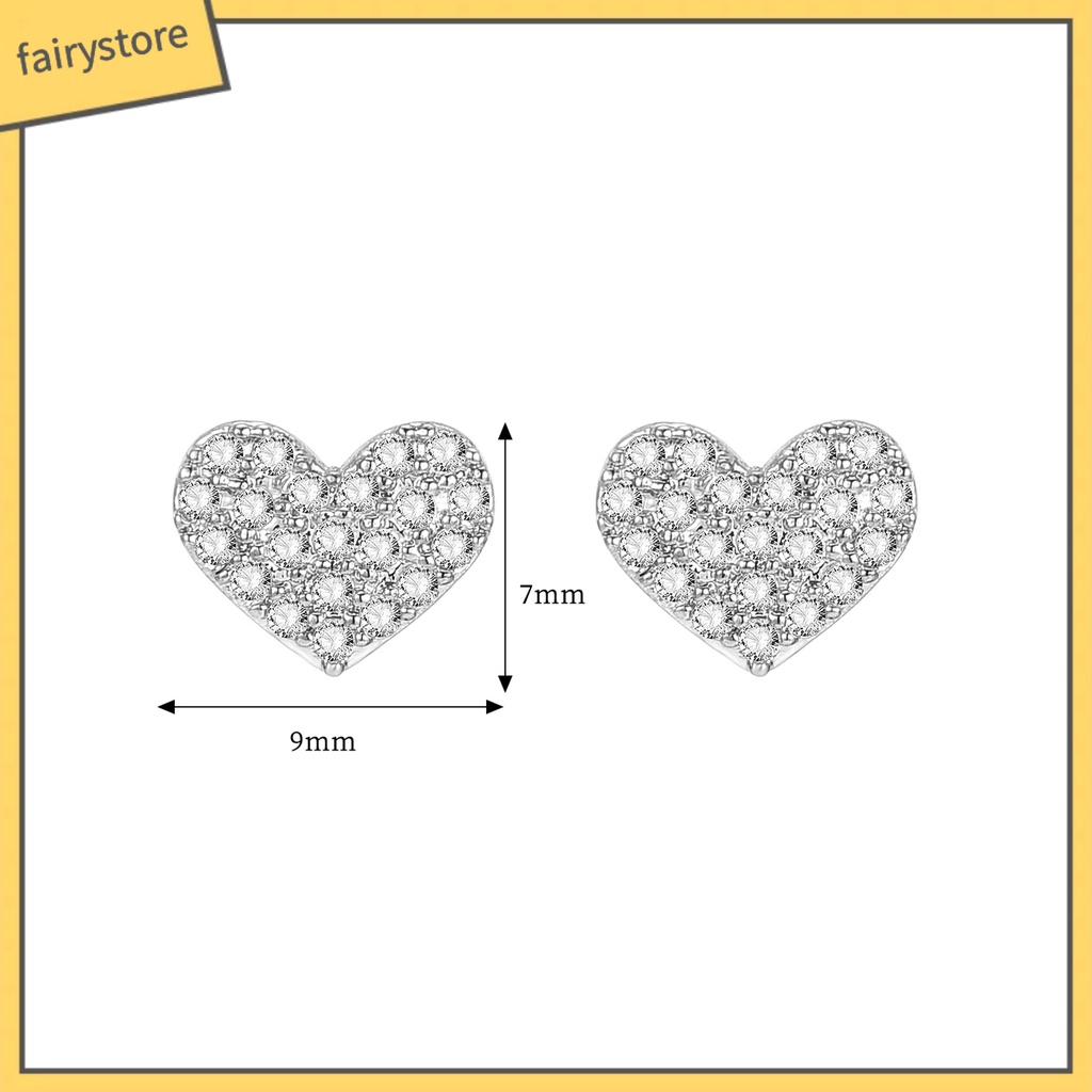 Bông Tai Hình Tròn Đính Đá Zircon Hình Trái Tim Đơn Giản Cho Nữ