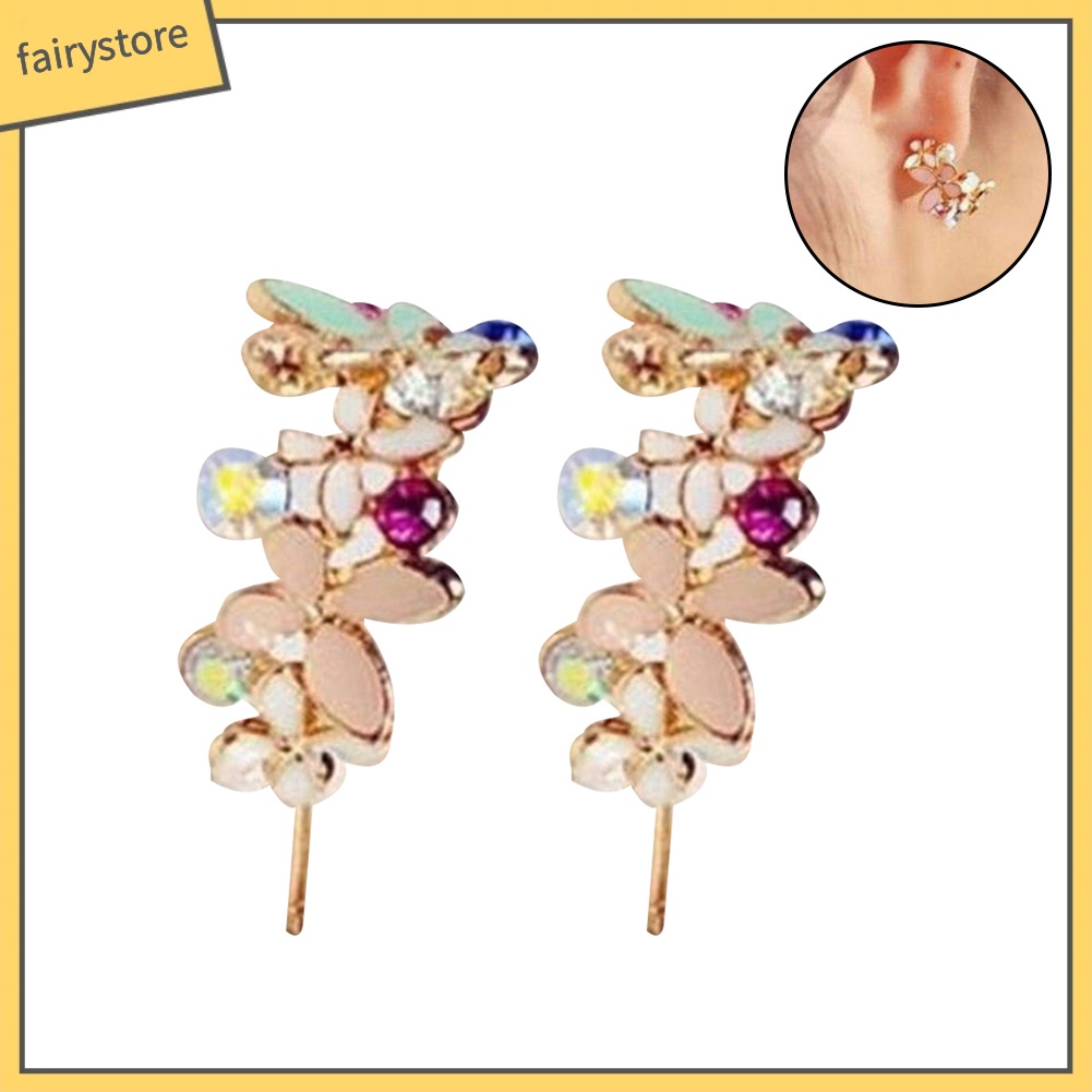 Bông Tai Hình Bướm Đính Đá Thời Trang Dành Cho Nữ