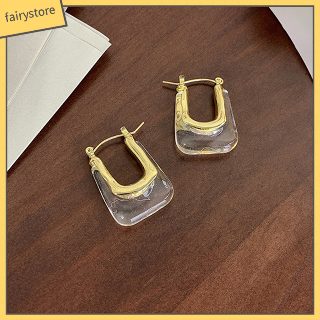 1 Đôi Bông Tai Hình Chữ U Bằng Nhựa Acrylic Phong Cách Vintage Dành Cho Nữ