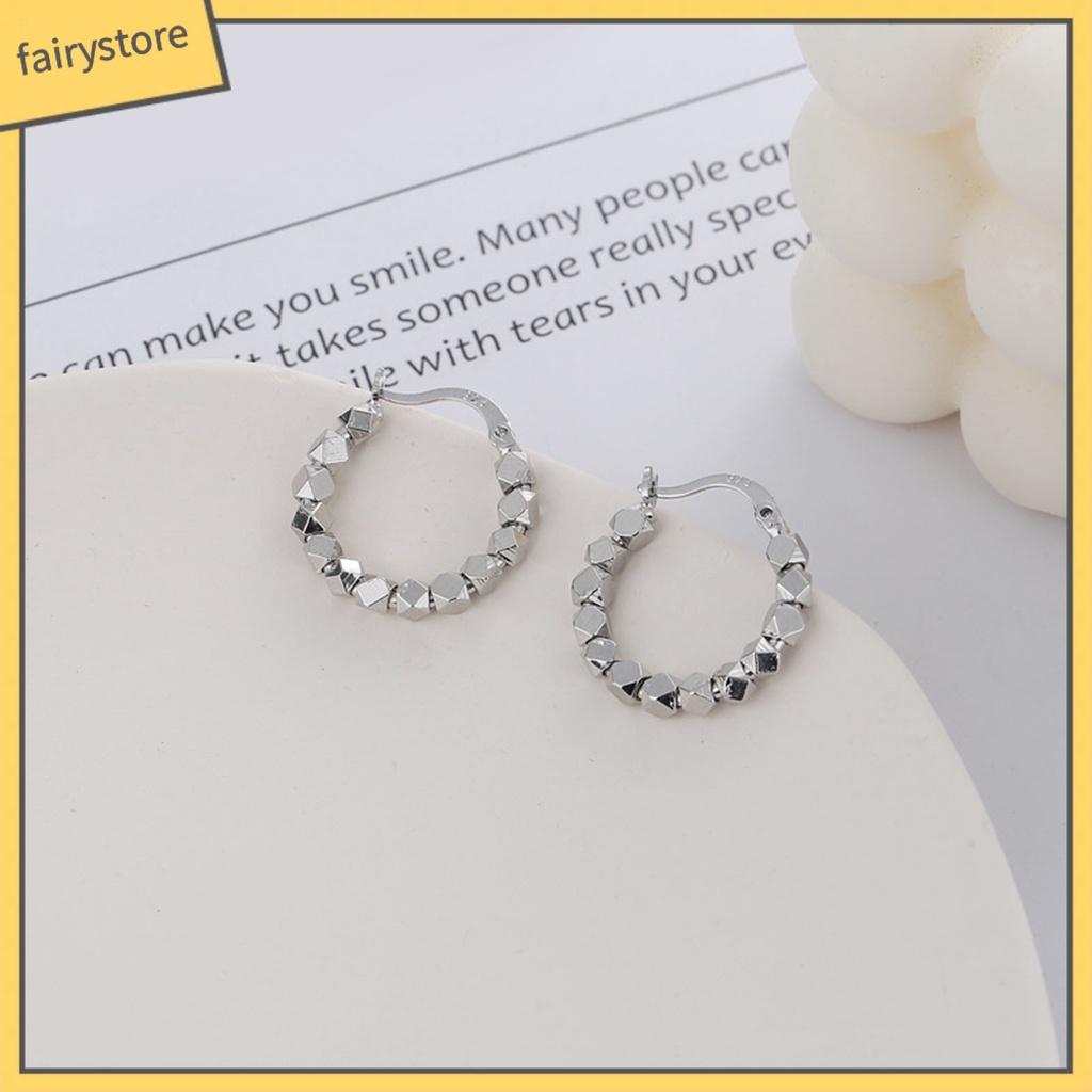 1 Đôi Bông Tai Xỏ Hạt Cườm Hình Vuông Phong Cách Hàn Quốc Dành Cho Nữ